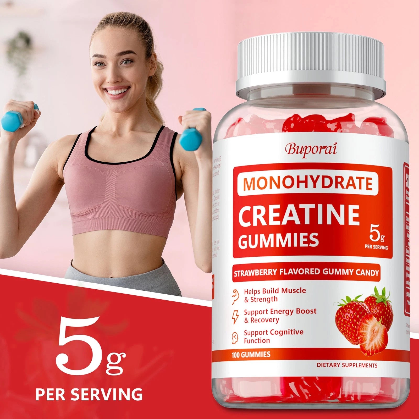 Creatine Monohydrate gummies - Enhances Energy and Recovery, Improves Muscle Strength