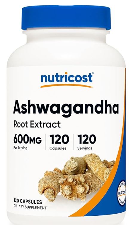 Nutricost Ashwagandha Herbal Supplement 600mg, 120 Capsules - Vegetarian, Non-GMO, Gluten Free, Ashwagandha Root