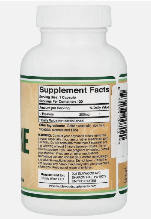 L-Theanine, 200 mg, 120 Capsules - Double Wood Supplements.