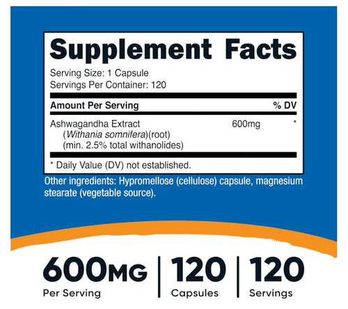 Ashwagandha Root 600mg Capsules | Adaptogen Wellness Support | GNH Supplements