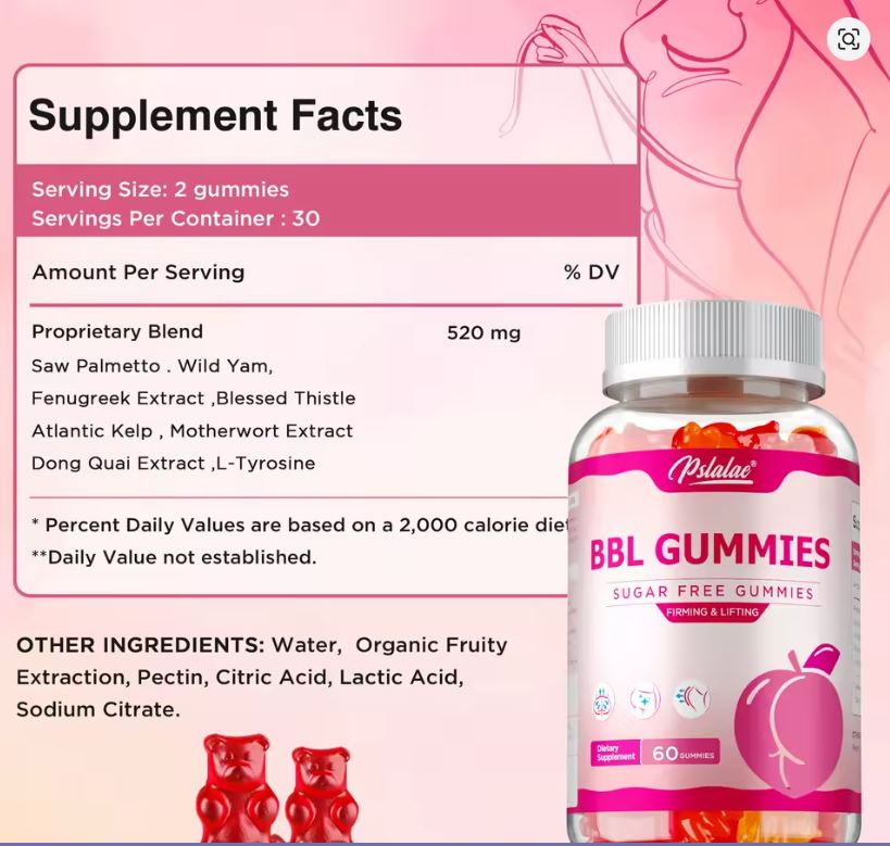 BBL Gummies - Big Butt, Manage Body Shape, Improve Appearance, Increase Confidence, Sculpt Your Butt and Hips - 60 gummies