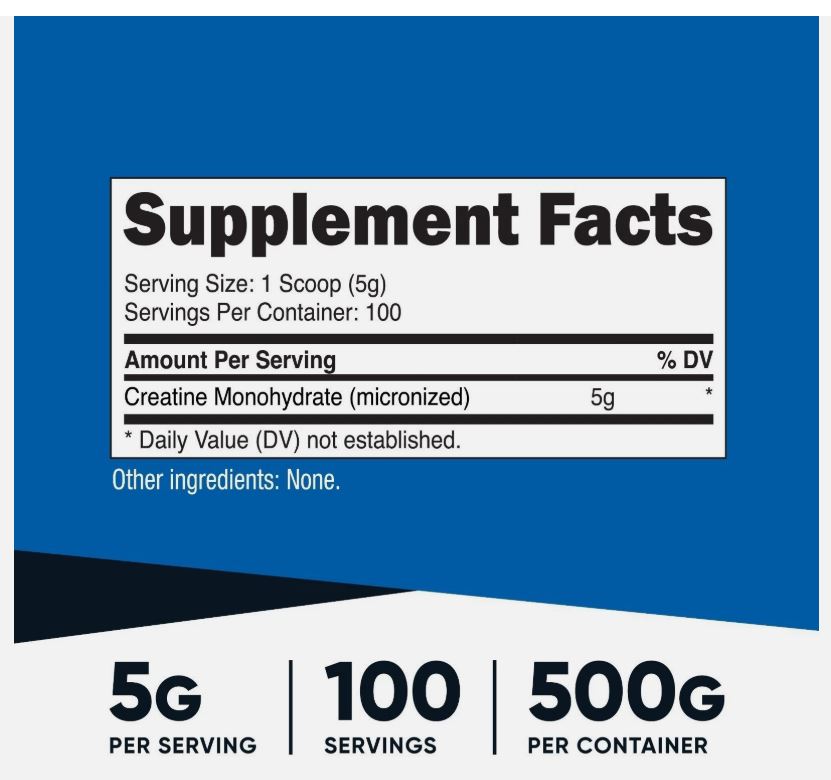 Nutricost Pure Creatine Monohydrate 500 Gram Powder
