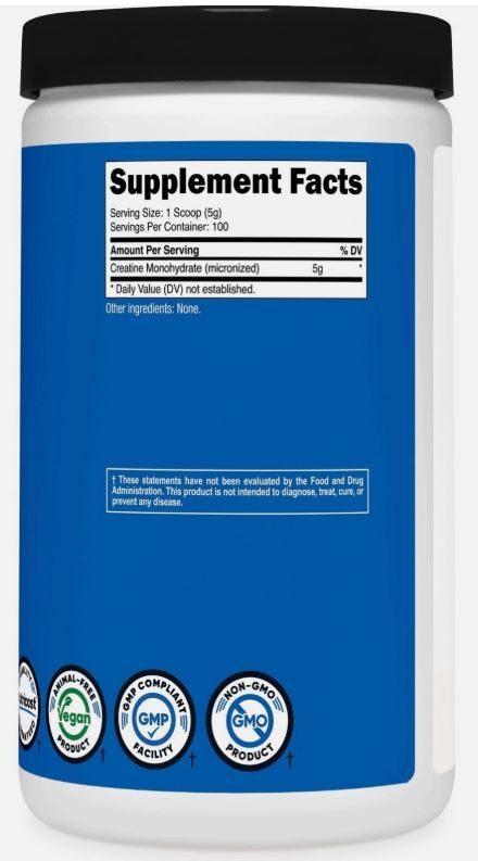 Nutricost Pure Creatine Monohydrate 500 Gram Powder