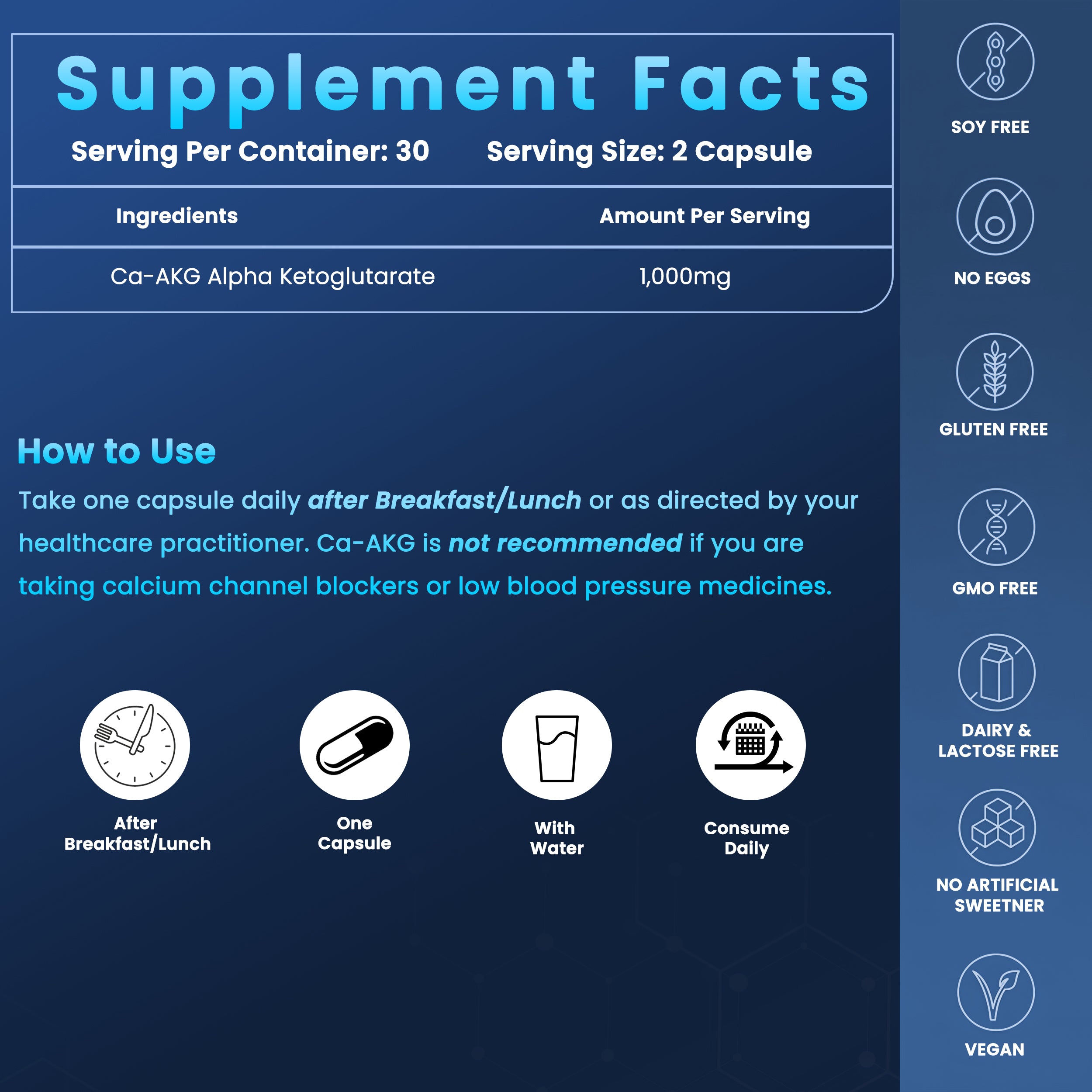 Ca-AKG Alpha Ketoglutarate, 60 Vegan capsules