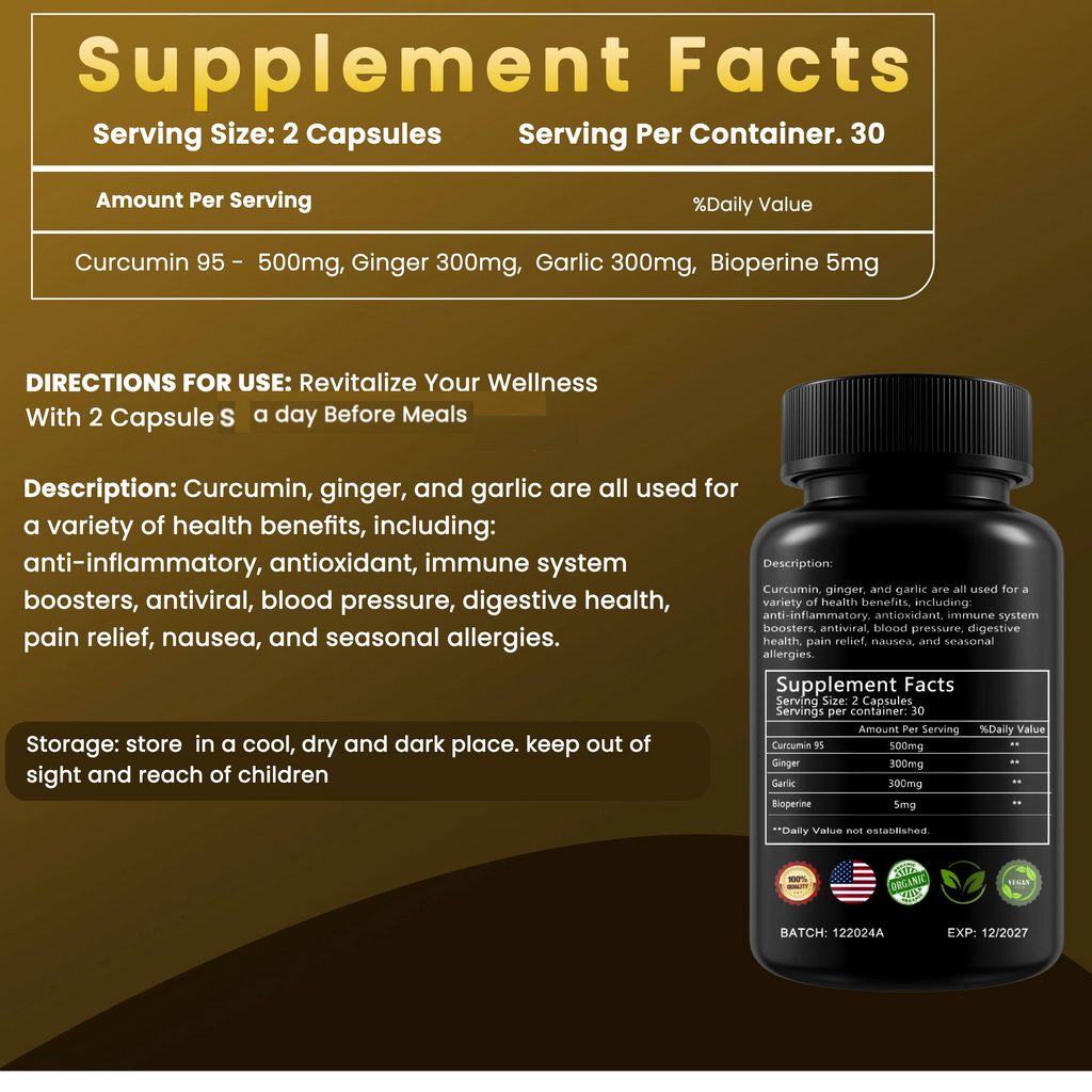 Curcumin 95 (4 in 1 Blend Complex), 60 vegan capsules.