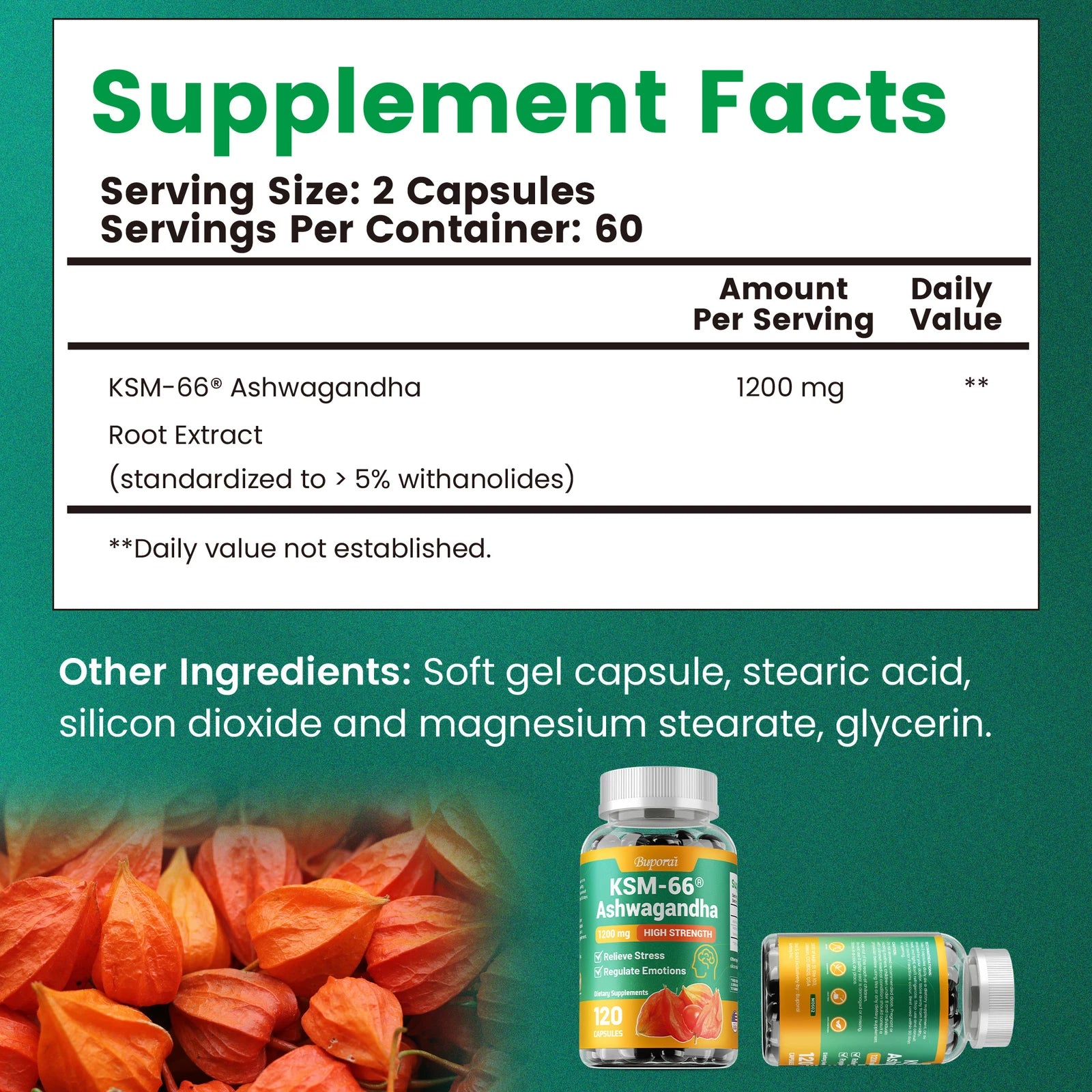 KSM-66 Ashwagandha 1200mg - 60 capsules