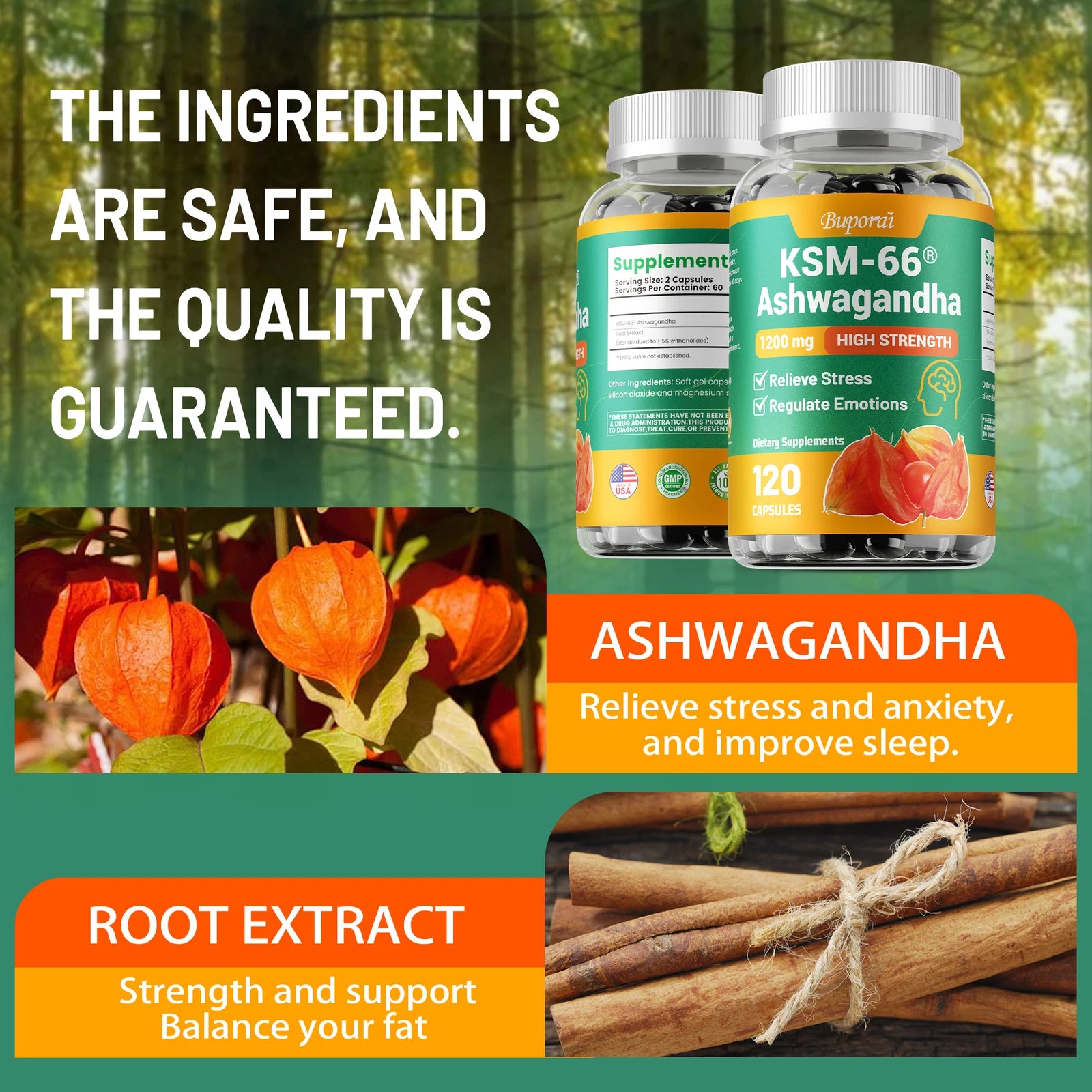 KSM-66 Ashwagandha 1200mg - 60 capsules