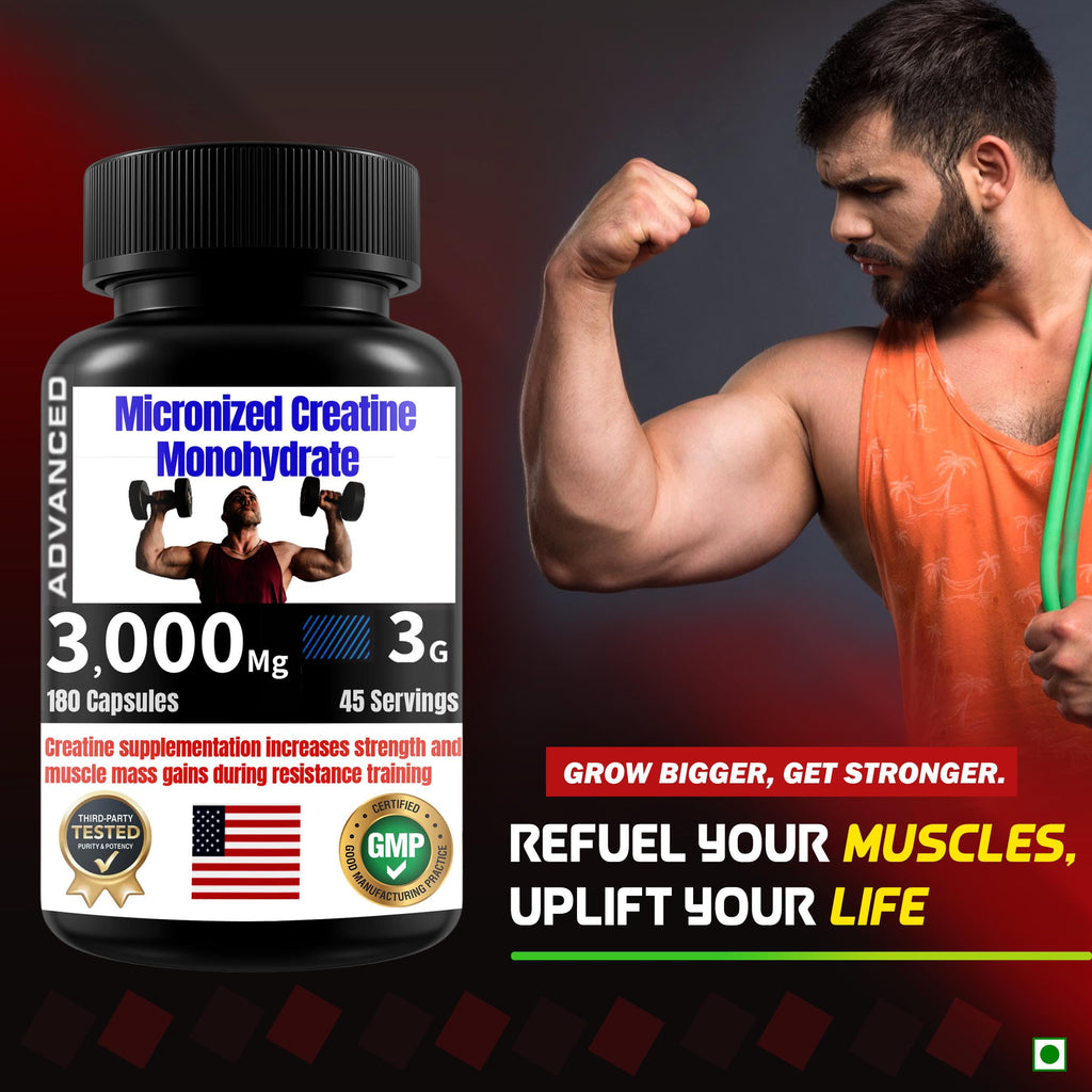 Creatine Capsules 3000mg | 180 Vegan Capsules | Energy, Brain & Longevity | GNH Supplements