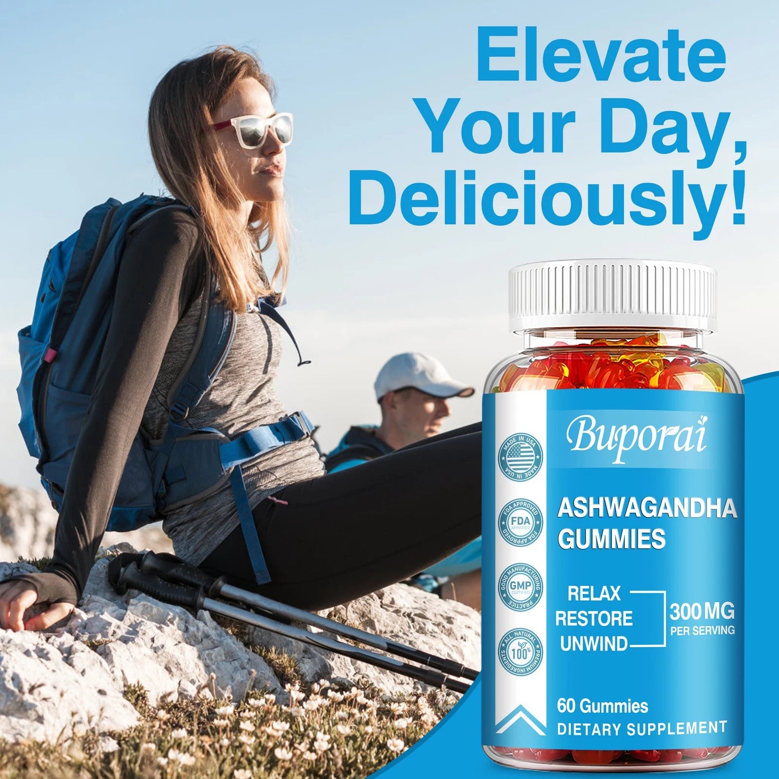Ashwagandha Gummies - Sleep Support, Reduces Anxiety and Stress, Calm & Relaxed - 60 Gummies