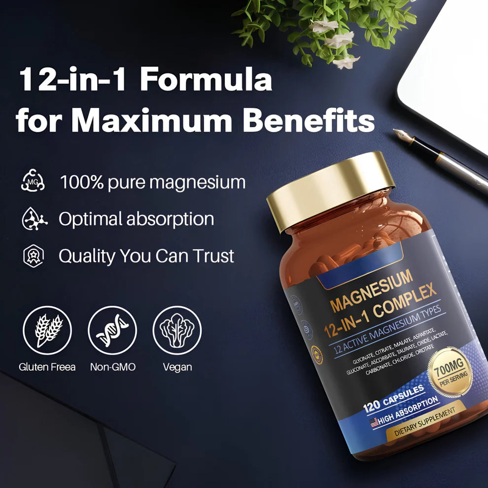 Magnesium 12-in-1 Complex 120 Capsules | Strength, Sleep & Energy | GNH Supplements